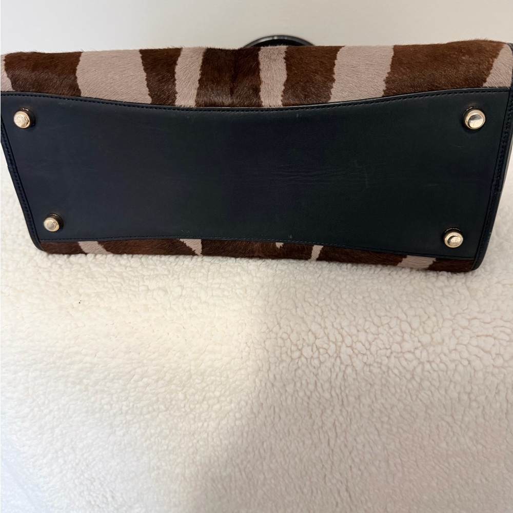 Coach Zebra Print Satchel in Brown and Black - Picture 12 of 14
